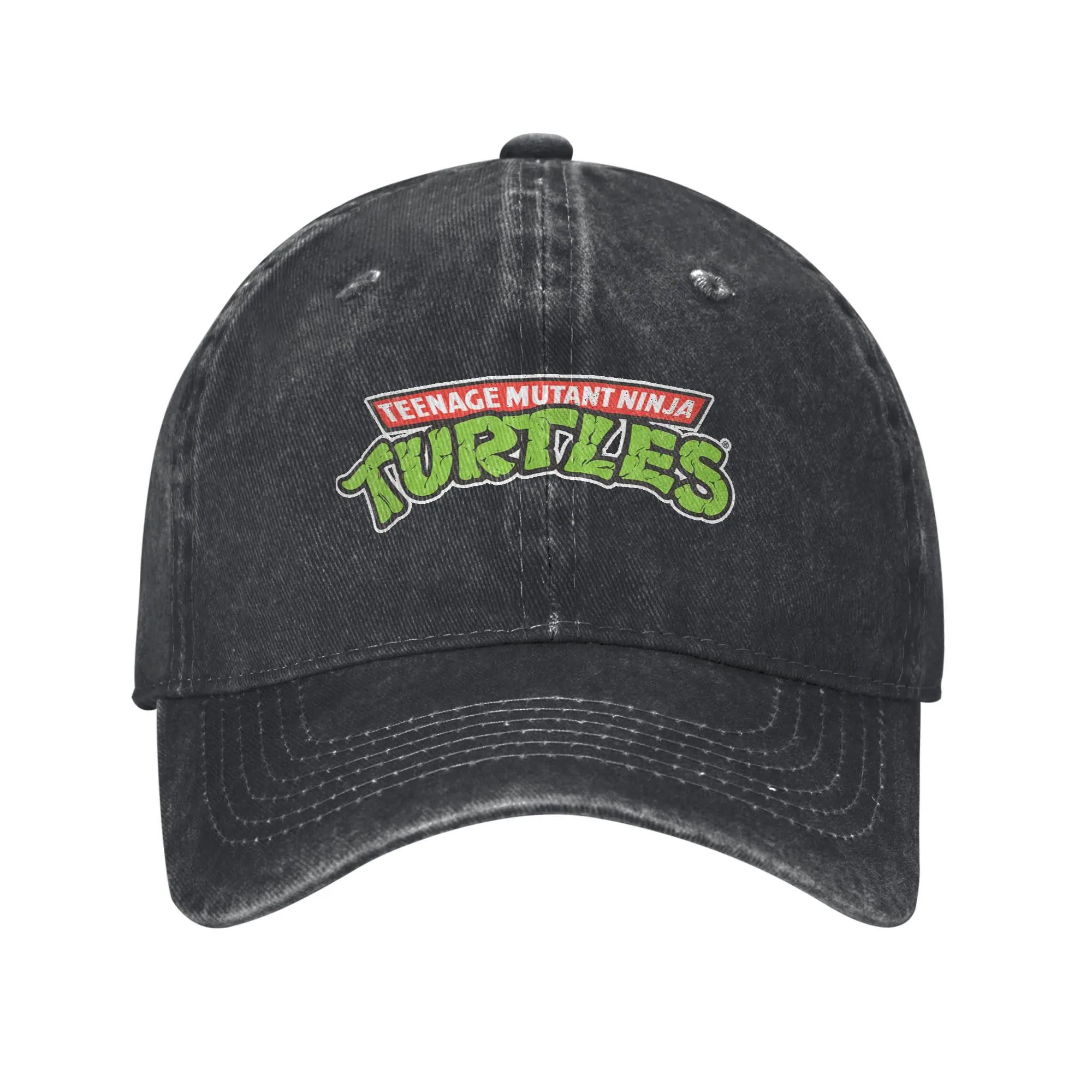 Gorra de Béisbol Clásica de las Tortugas Ninja con Logotipo Retro para Hombre y Mujer, Gorra de Mezclilla Desgastada, Gorra para el Sol, Ajustable, para Exteriores
