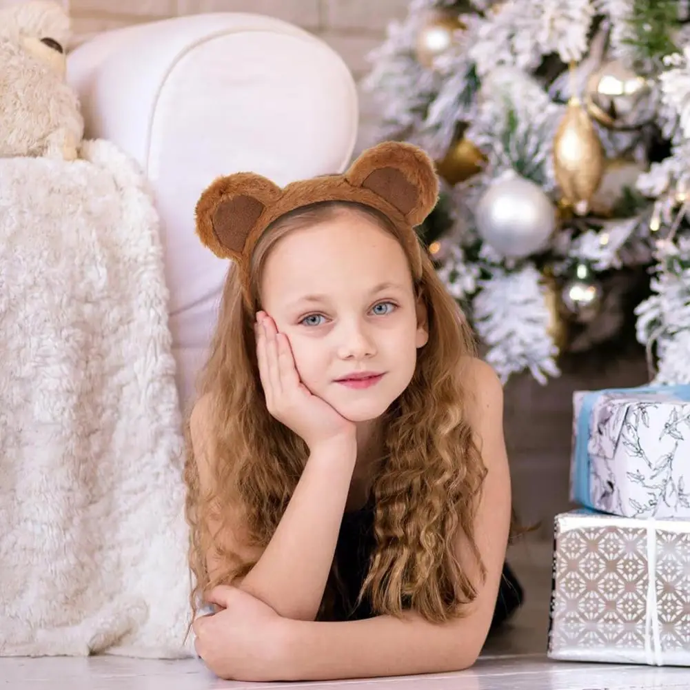 مجموعة عصابة رأس على شكل أذن الدب متعددة الاستخدامات من القطيفة على شكل آذان الدب البني لحفلات الهالوين التنكرية للبالغين لحفلات المكياج #3