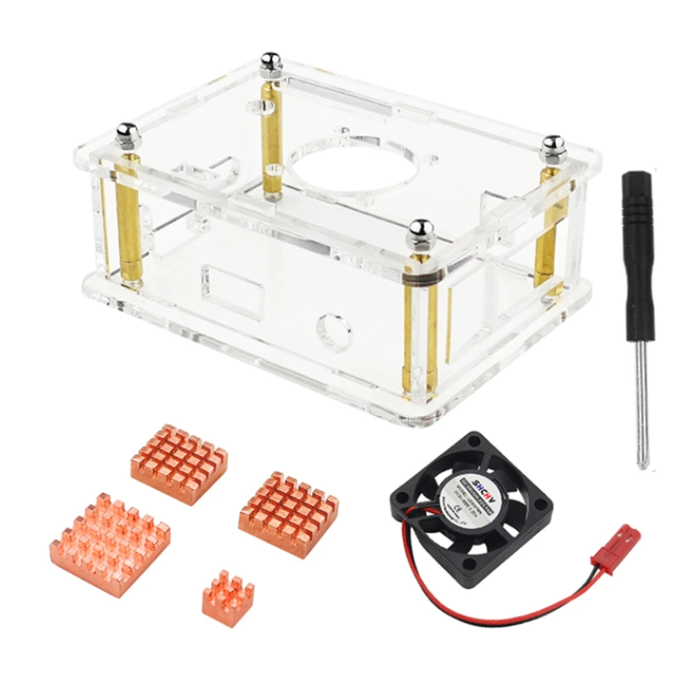 New For Orange Pi 3 LTS Case Acrylic Enclosure Transparent Shell Heatsink Screwdriver Cooling Fan for Orange Pi 3 LTS