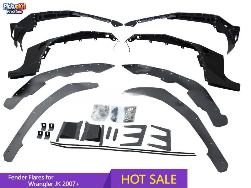 

Offroad 4 Doors Steel Crusher Flares Fender Flares Trims with Nail for Wrangler JK 2007+ Auto Accessories