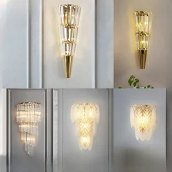 LED Crystal Wall Light Modern Living Room Background Wall Decoration Corridor Aisle Lighting Bedroom Bedside Wall Sconce Lamp