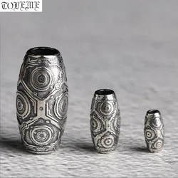 100% 925 Silver 9 Eyes DZI Bead Silver Tibetan Nine Eyed DZI Beads Sterling Good Luck Eyes Beads DIY Jewelry Findings