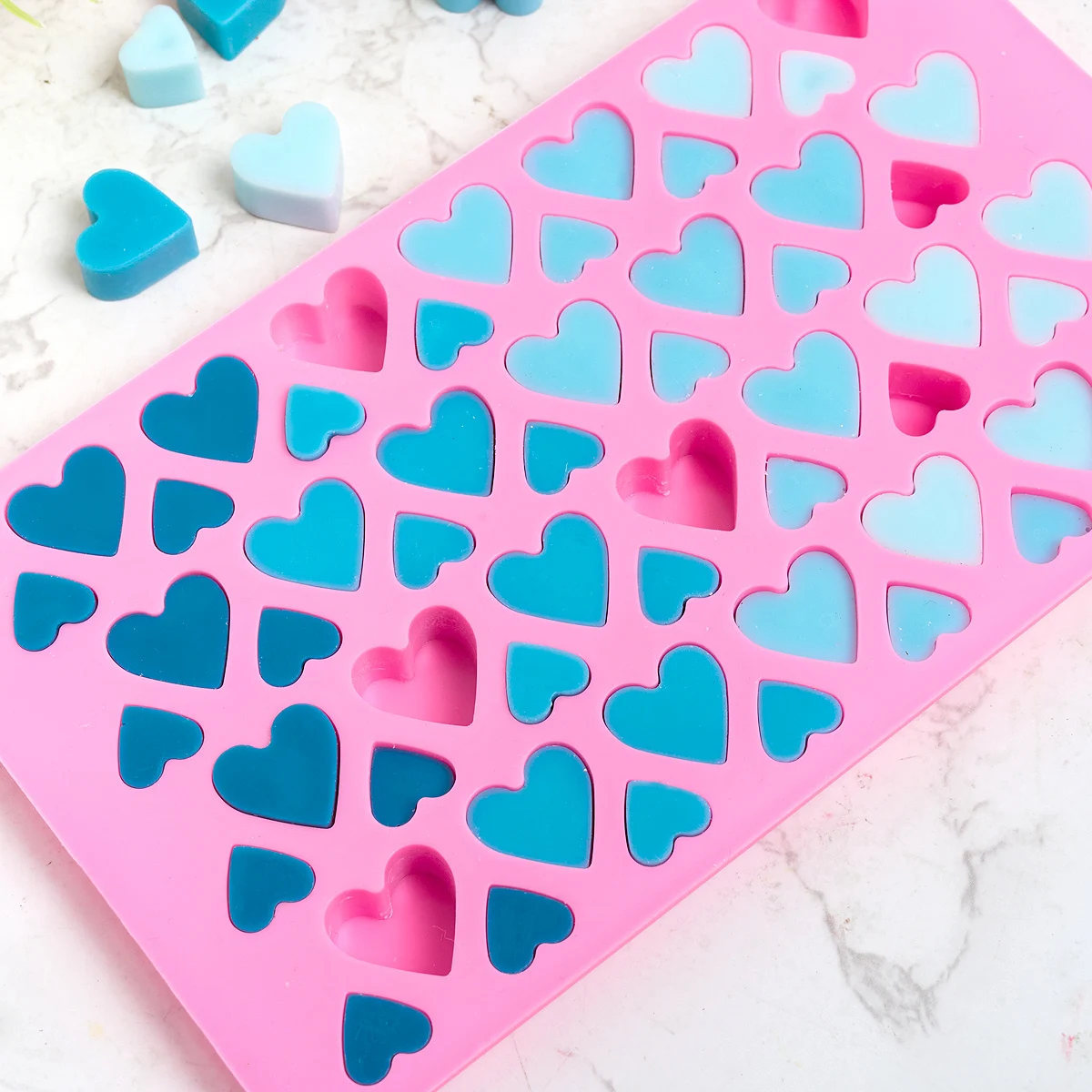 56 Mini Love Candle Silicone Mold DIY Valentine\'s Craft Gifts Making Tools Heart Shape Cake Chocolate Baking Molds Home Decor