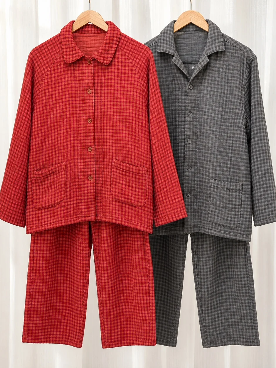 new-t-style-four-layer-cotton-home-clothes-set-high-density-pure-cotton-bound-four-layer-cotton-thread-long-sleeve-pants