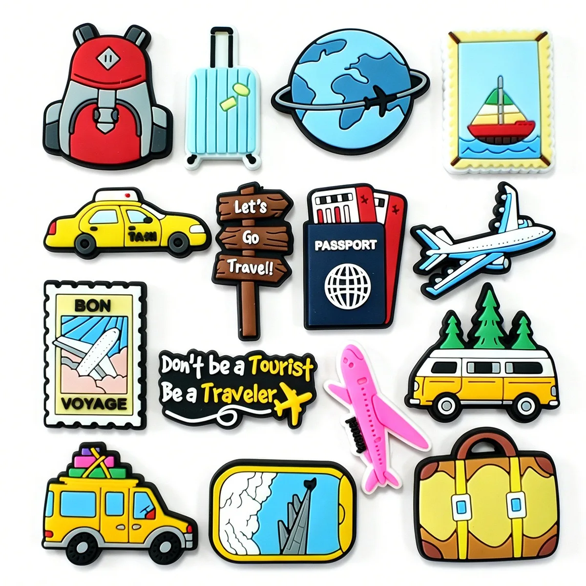 15pcs Casual Shoe Charms Set Airplanes Cars Shoes Accessories Decorations Garden Shoes Upper Decorations Fit Clogs Sandal Buckle