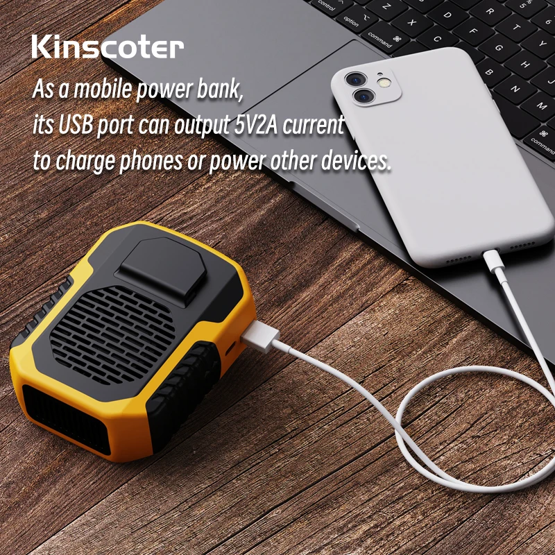 Kinscoter 6000 mAh hängender Hals-/Taillenventilator, USB-Mini-tragbarer wiederaufladbarer Ventilator für Outdoor-Camping, Wandern, Klettern, Laufen, Sport – Detail 6
