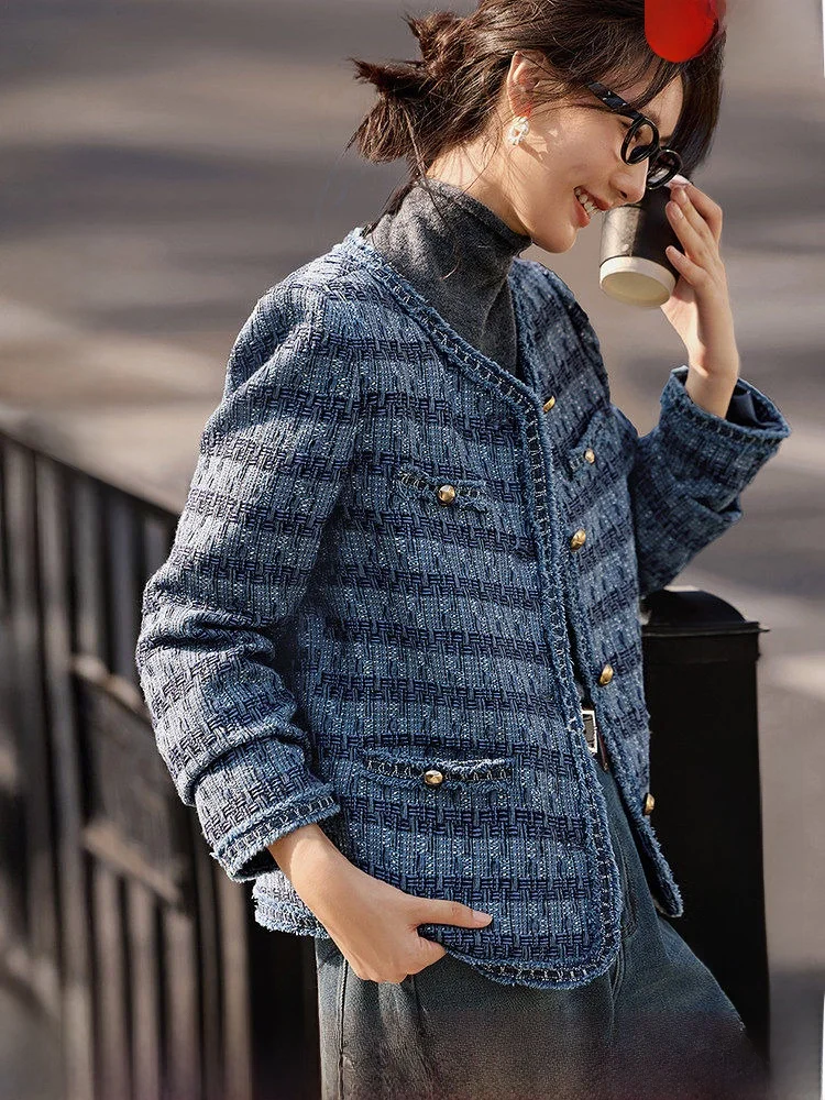 

XWI Spring 2026 Women's ort Coat Lightweight Woolen Cheered Jaet Commute Sle Straight Cut Long Sve Pure Color