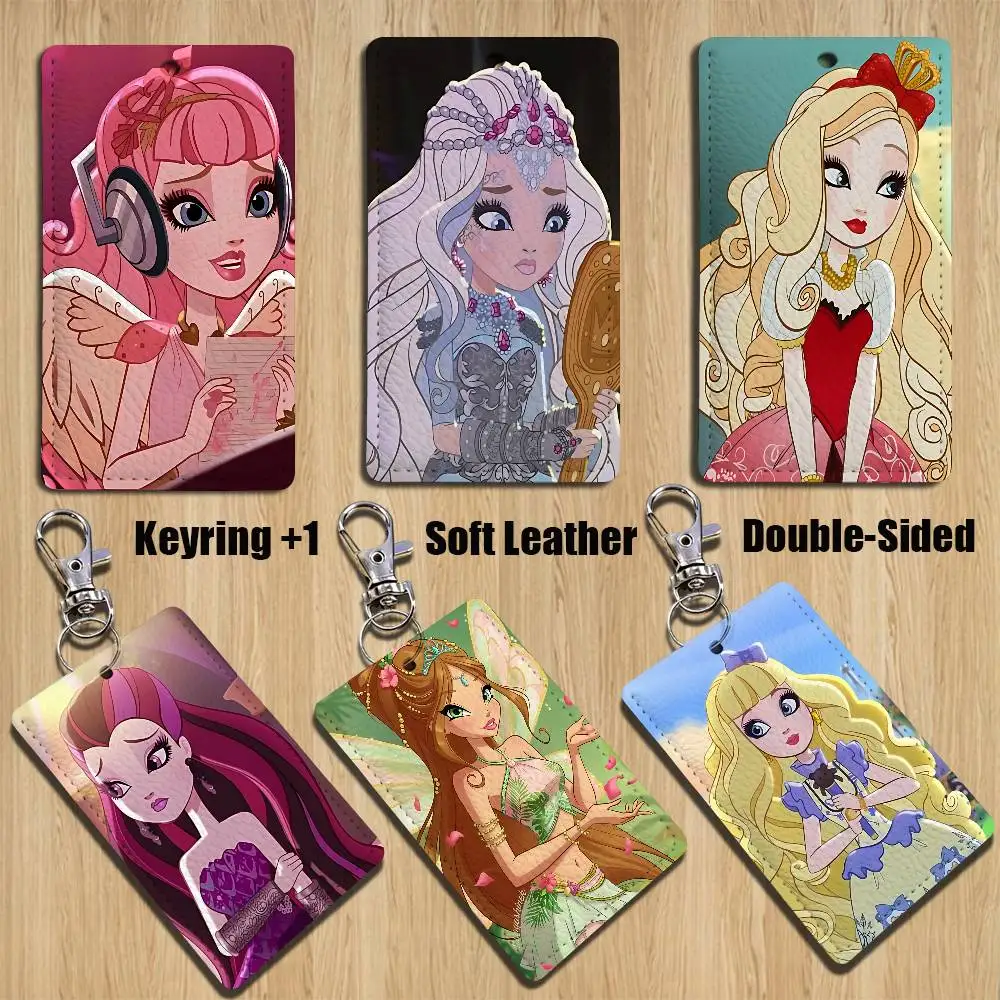 

Princess E-Ever After High Cartoon Singer Anime Card Keychain Fashion Pendant Bag ID Door Card Case Bus Card Cute Adult
