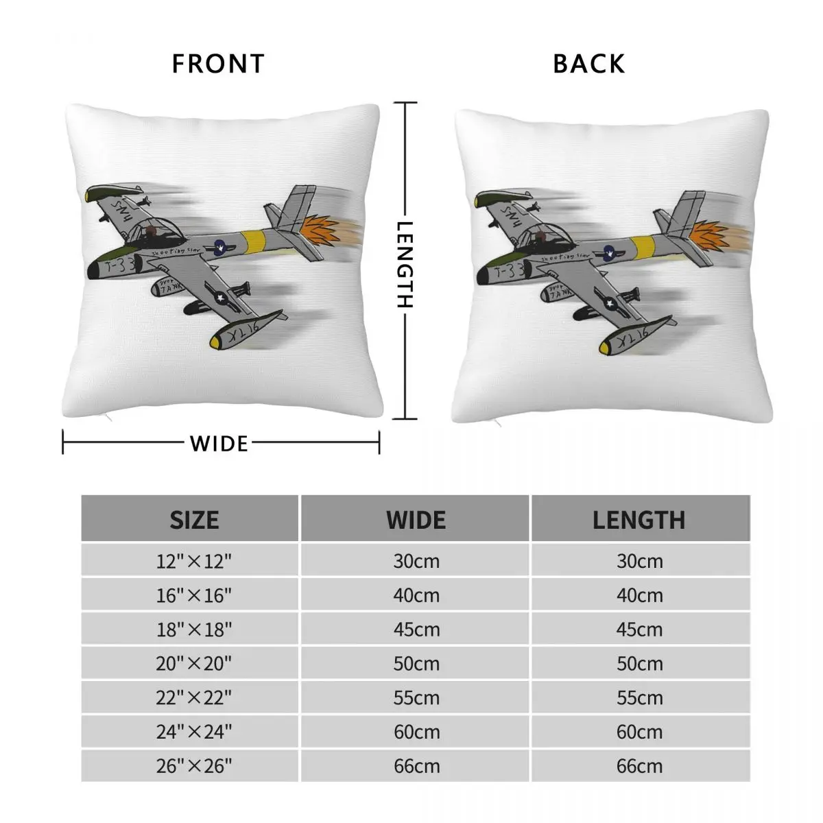 Lockheed T-33 Shooting Star Jet Square Pillowcase Polyester Linen Velvet Pattern Zip Decorative Pillow Case Home Cushion Case