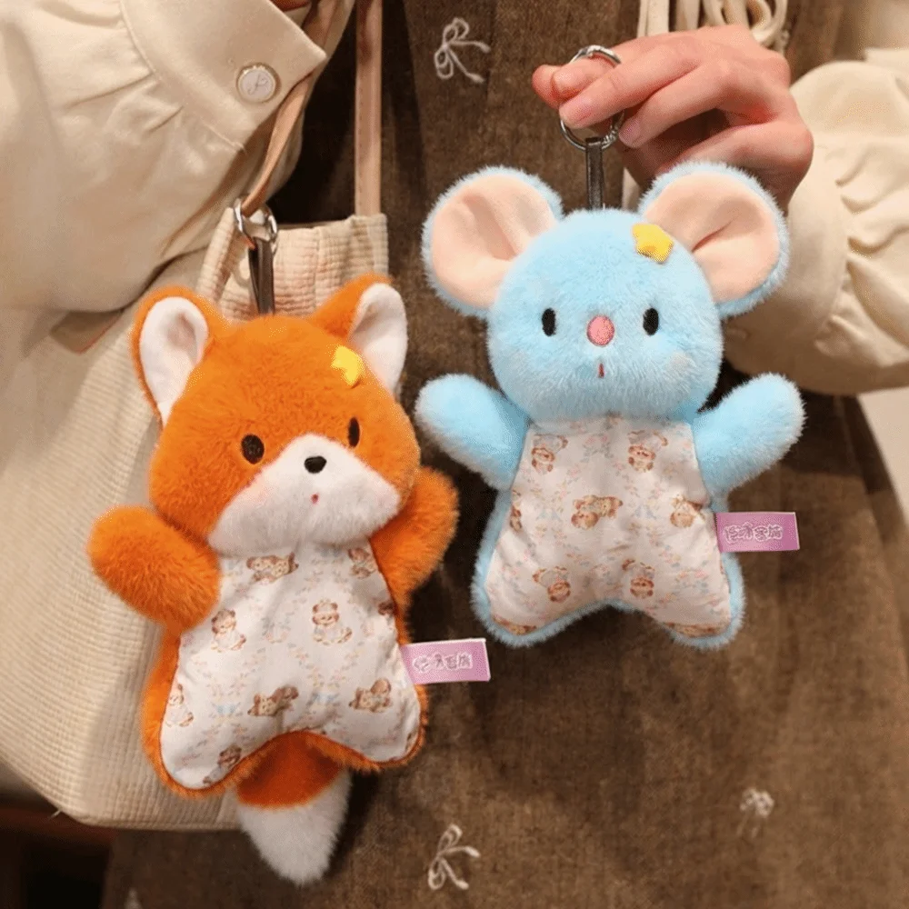 Kawaii 18cm Animal Doll Pandent Plush Decompression Mouse Wrist Pad Stuffed Multi-functional Soothing Bean Bag Bag Charm