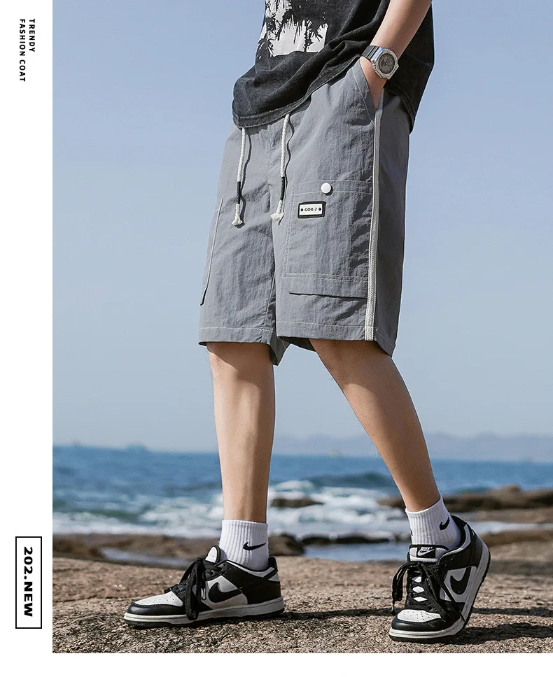 Men's Summer Quick-drying Work Shorts Elastic Waist Sports Casual Loose Multi-pocket Outdoor Versatile Fashion