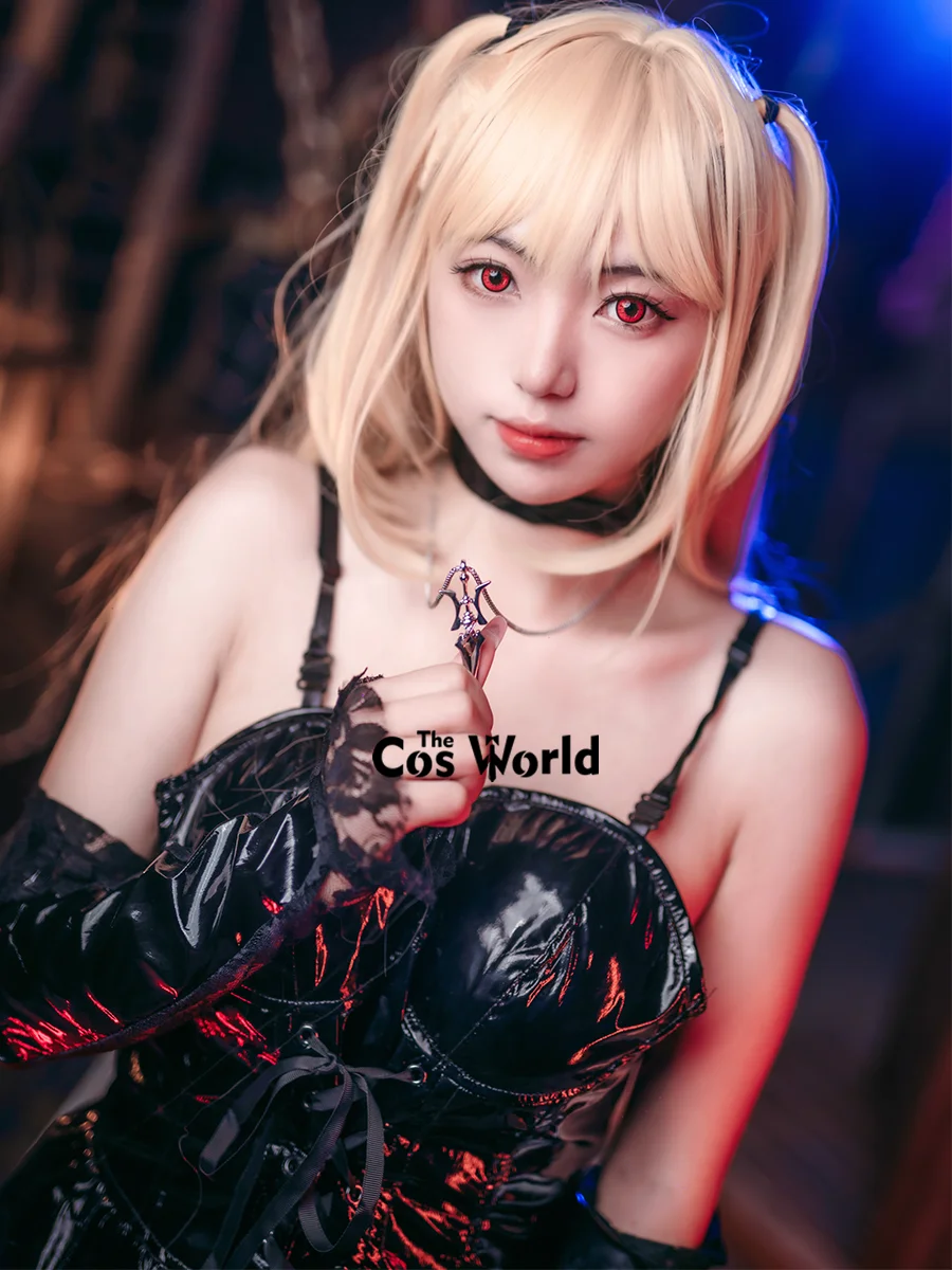 Misa Amane Imitation Leather Sexy Tube Tops Lace Dress Uniform Outfit Anime Cosplay Costumes