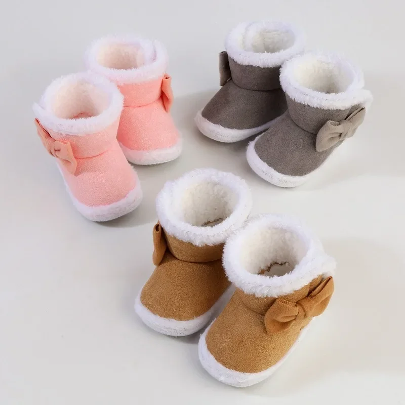 Newborn Baby Boots Shoes Cute Cartoon Boy Girl Toddler Winter Plush Snow Booties Warm Infant Crib Shoes Infant First Walkers