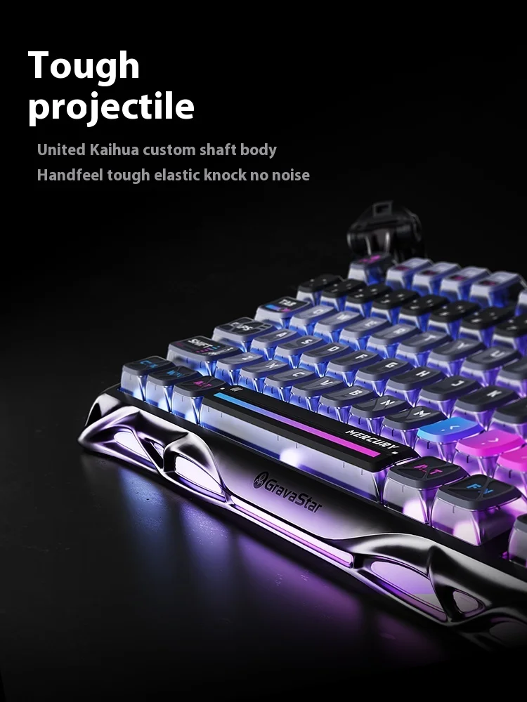 Gravastar K1 لوحة المفاتيح الميكانيكية بلوتوث اللاسلكية سبائك الألومنيوم ثلاثي الوضع RGB ضوء لوحة مفاتيح الألعاب الرياضية الإلكترونية ملحقات الكمبيوتر #3