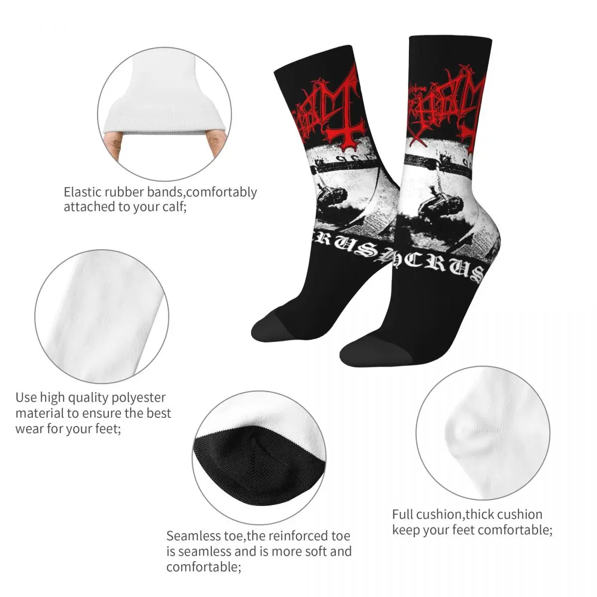 Mayhem Euronymous Socks Men's Women's Heavy Death Metal Music Socks Harajuku Spring Summer Autumn Winter Middle Tube Stockings