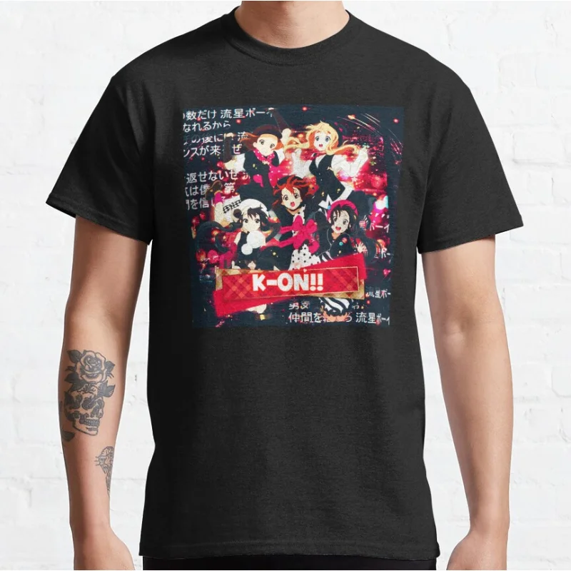 

Kawaii Anime girls K-ON!! Cute Manga otaku Short-sleeve crewneck T-shirt for men large size Adult Tops S-6xl