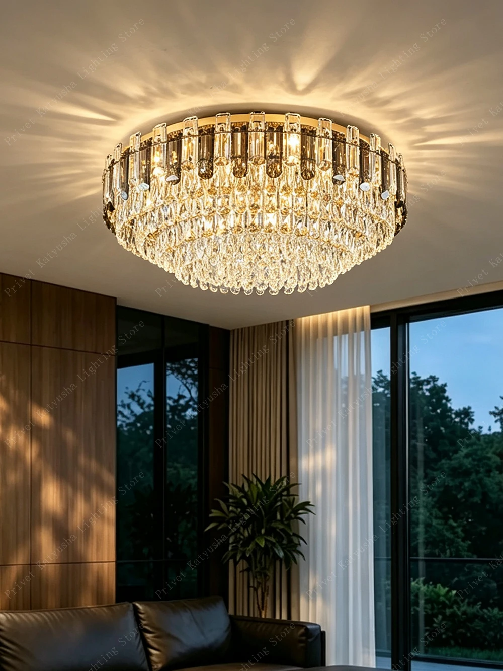 Upgrade Your Living Room Bedroom Vintage Home Decoration Ceiling Light with Crystal Lampshades Indoor Decor Light Fixture