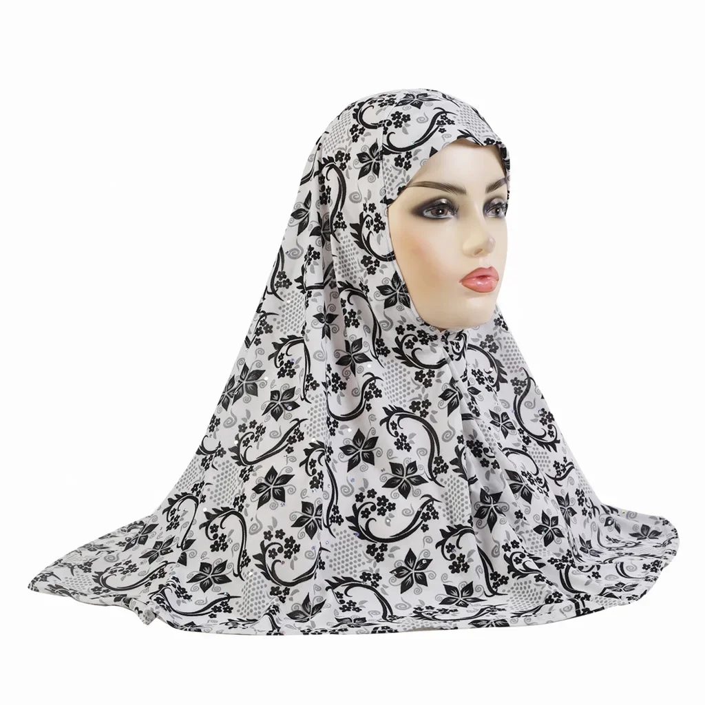 Beautiful Lady Hijab with Print Scarf Hats Women's Caps Can Fitwomen Muslim Headscarf  Turbans for Women  Head Wrap for Women