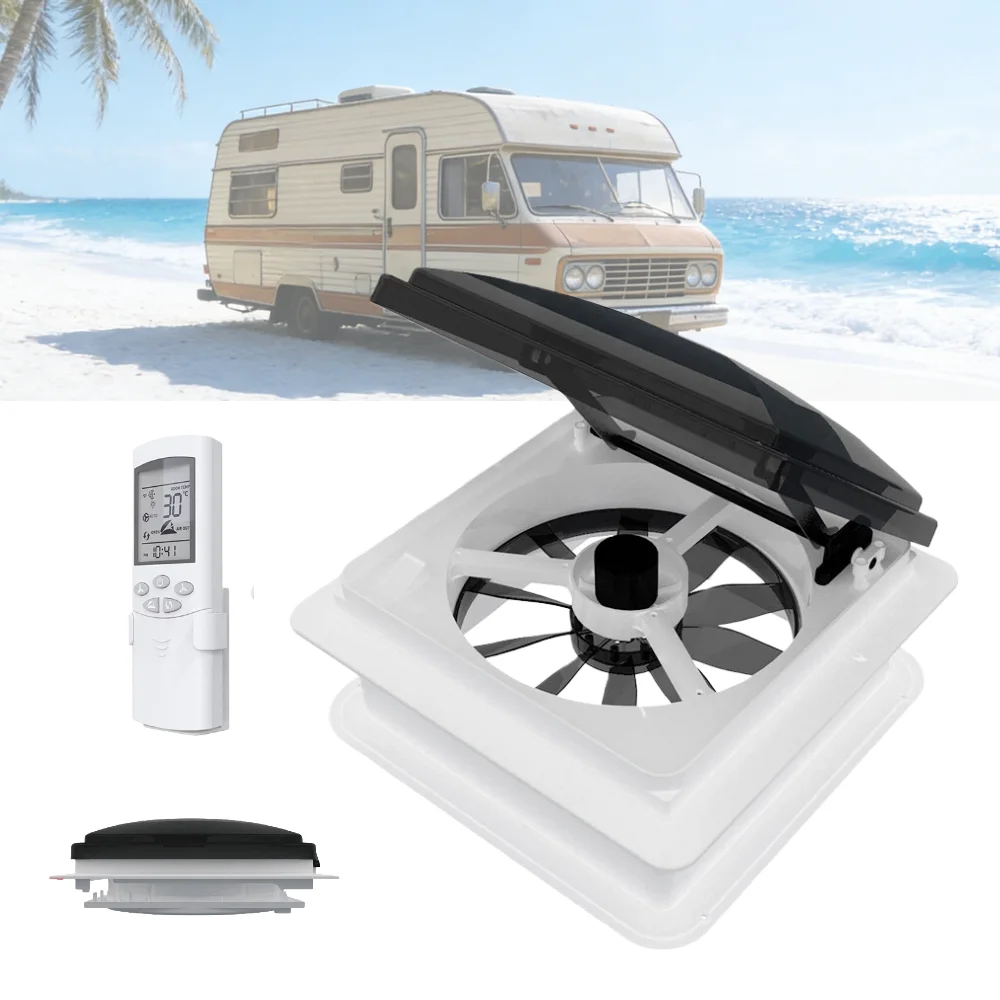 RV Caravan Roof Vent Fan Skylight Exhaust Rain Sensor Remote Control Temperature Control Smoke Warning For Camper Air Vents