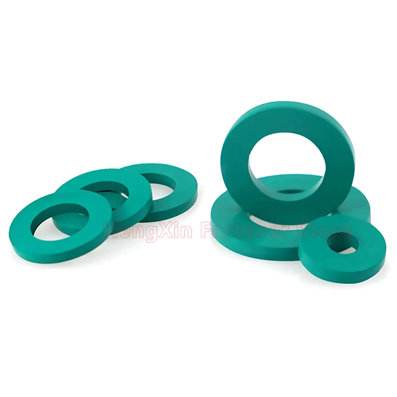 M2 to M42 Fluorine Rubber Flat Gasket Thick 1/1.5/2/2.5/3mm Green Seals Wear-resistant Washer M3/M4/M5/M6/M7/M8/M9/M10/M11-M32