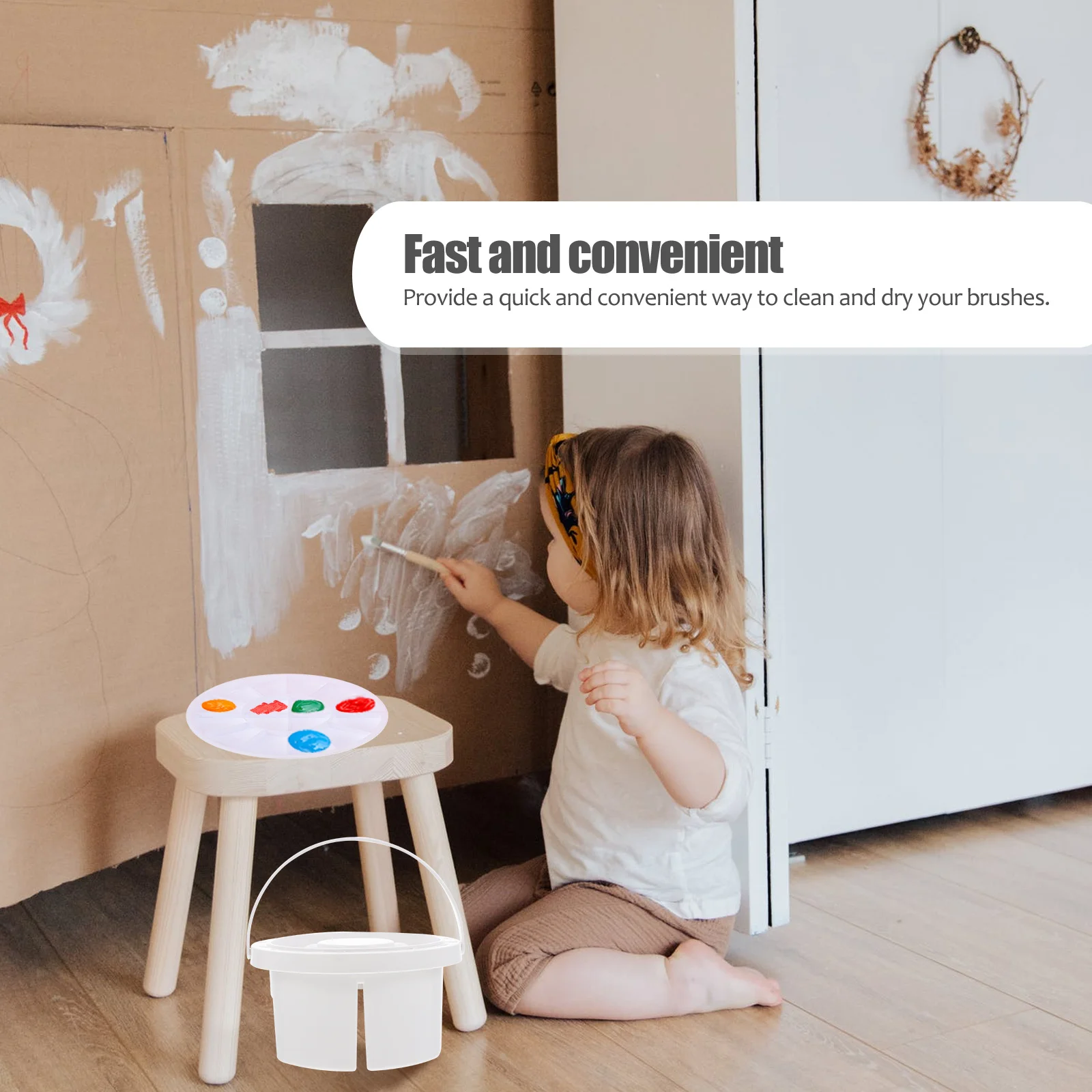 

Paint Brush Washer Bucket Multi-Functional Plastic Brush Cleaning Tank For Artists Students Beginners Painting Supplies Wash