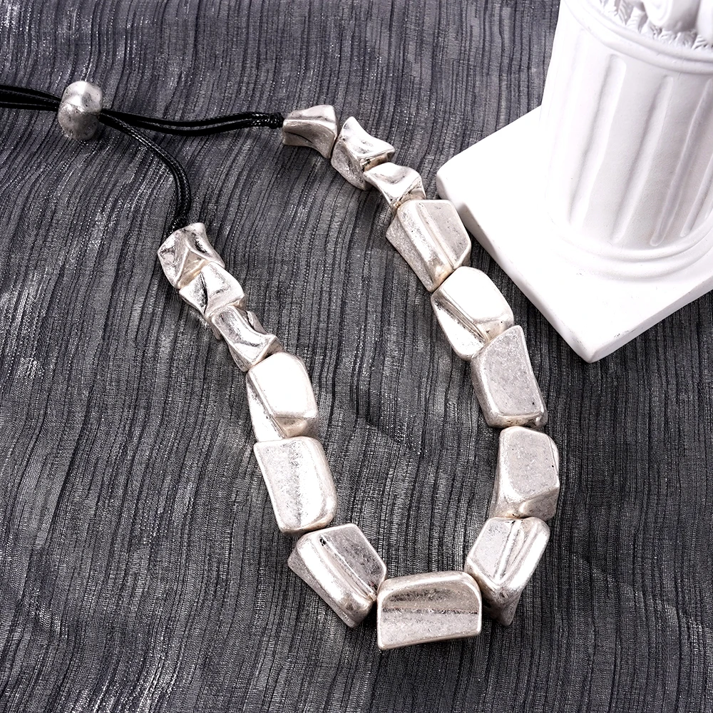

Moroccan Unique Irregular Necklace for Women with Adjustable Rope Fashionable Vintage Exaggerated Collarbones Accessory Gift