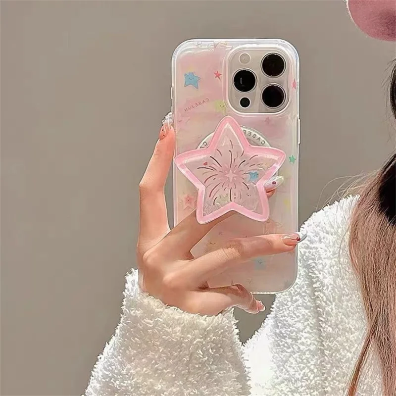 

Korean Cute Quicksand Shake Star Magnetic Phone Holder GripTok Grip Tok Stand Support For iPhone 15 For Magsafe Accessories