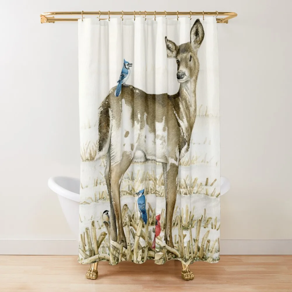 

Pi Deer with Blue Jay Shower Curtain Bathroom Decor Shower Bath Curtain