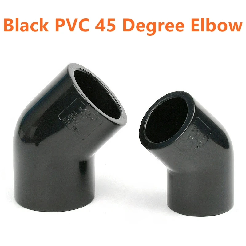 1PC I.D 20~50mm Black PVC 45 Degree Elbow Connector Aquarium Fish Tank Plastic Joints Irrigation Fittings Accessories Part