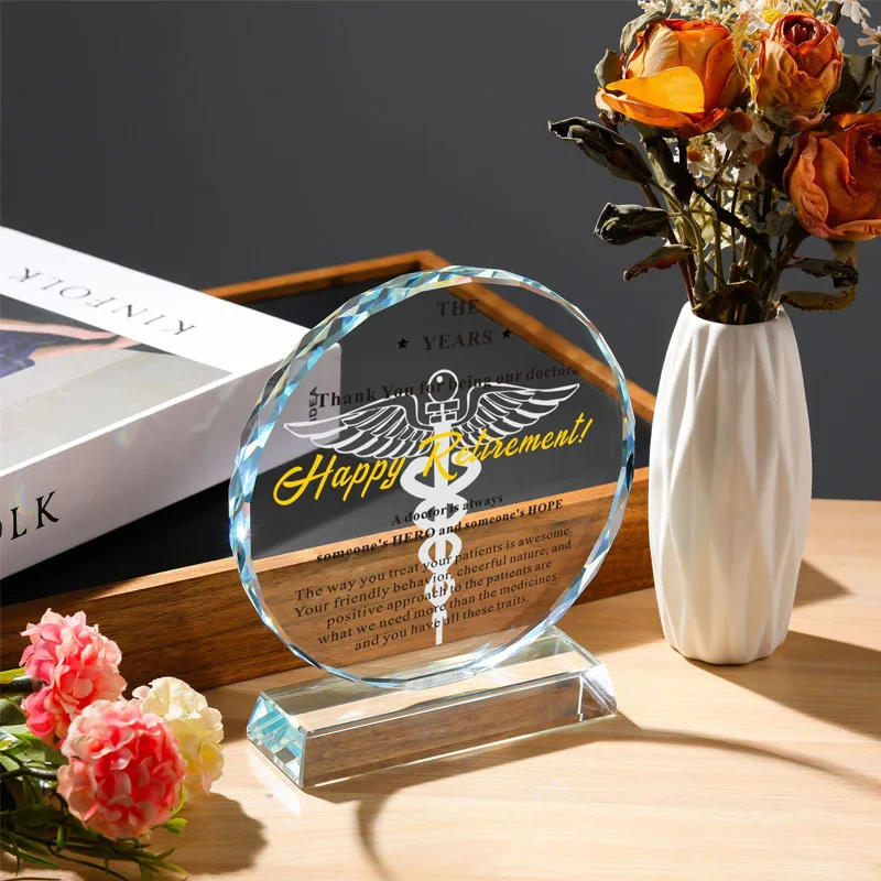 Nordic Crystal Octagon Medal Ornaments Living Room Porch Wine Cabinet Thank You Card Desktop Holiday Decoration Birthday Gifts