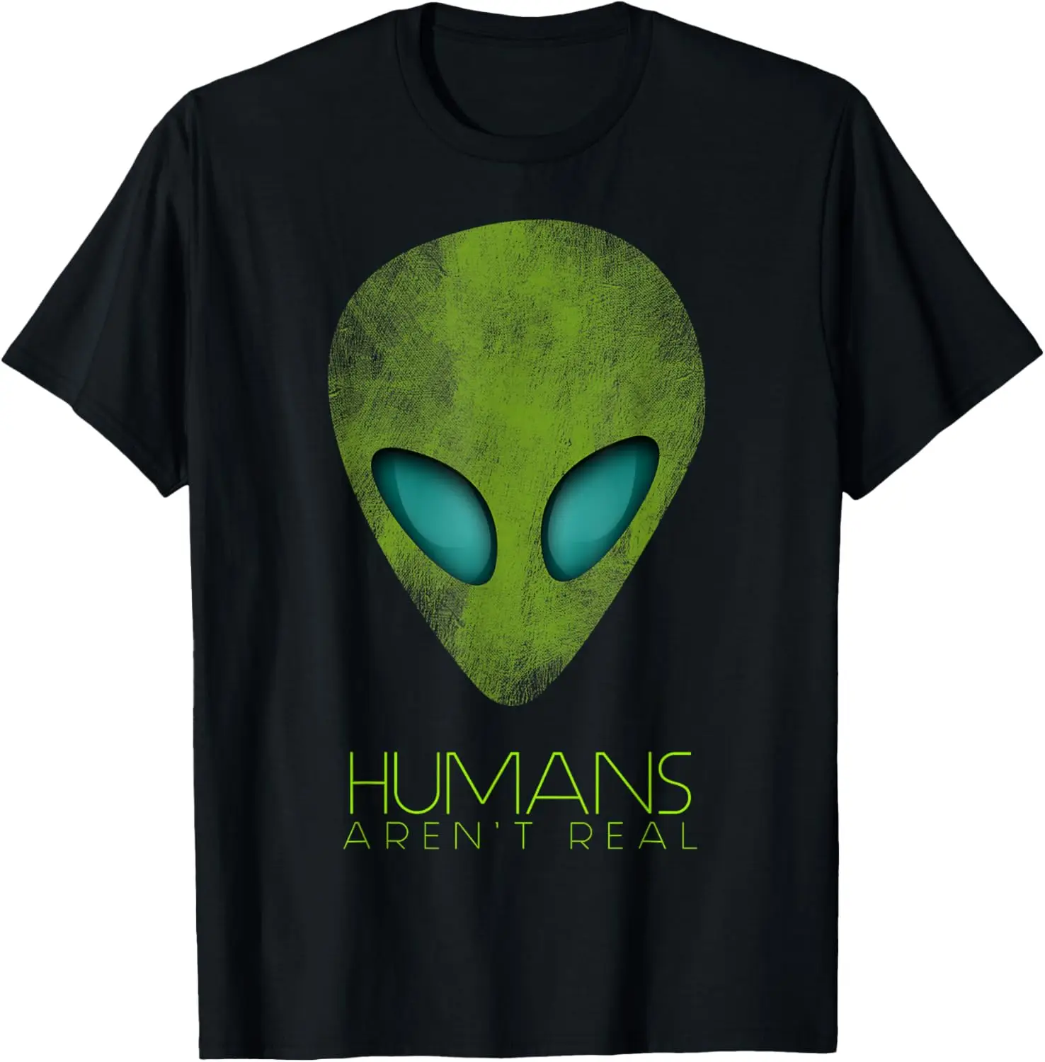 Funny Alien Humans Aren't Real Tee Cute UFO Space T-Shirt 100% Cotton Trendy Y2K Short-Sleeve Tee-Soft, Quick-Drying,