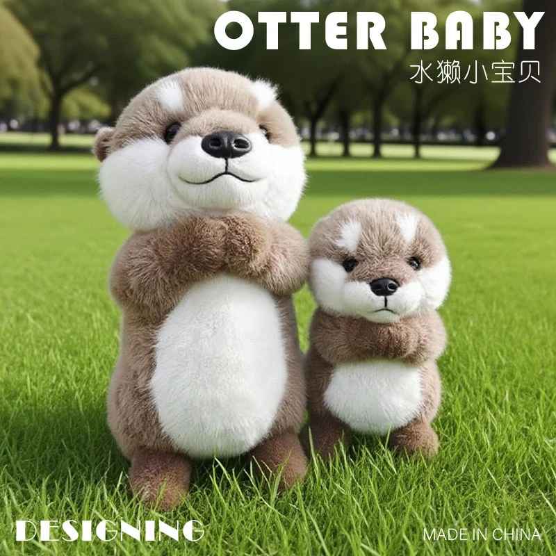 Hugging Otter Plush Toys Fluffy Cozy Magnetic Animal Doll Cute Well-behaved Baby Otter Doll Funny Children Toys Nice Gift