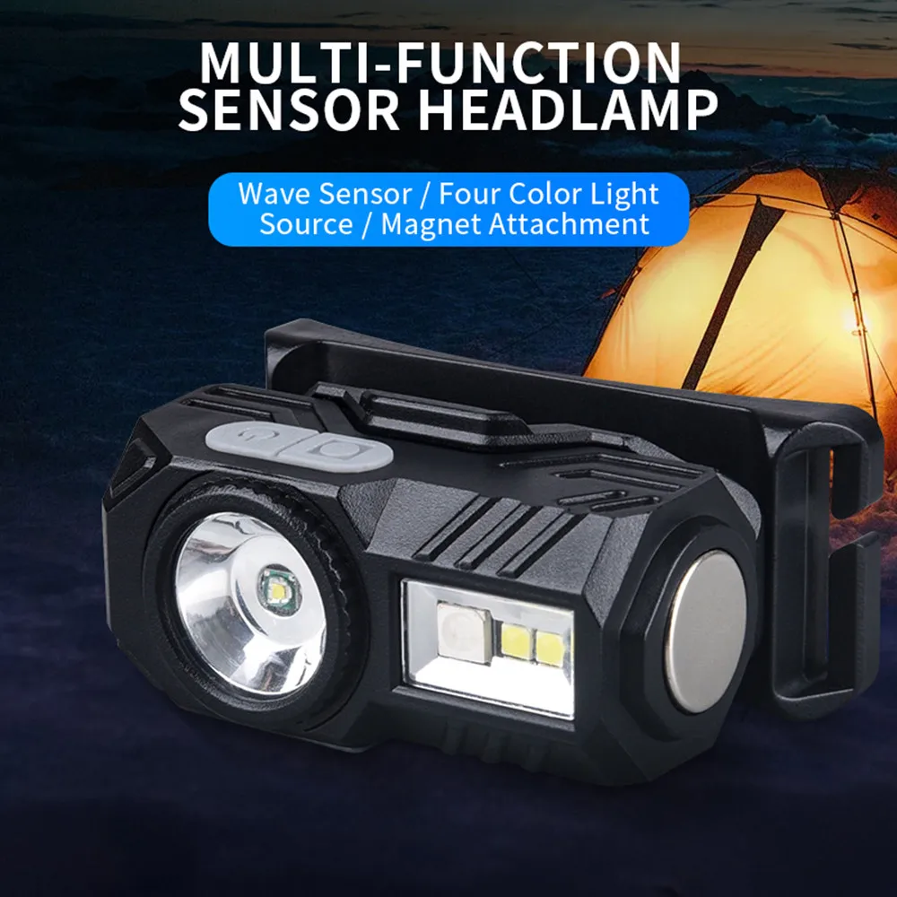 Multifunctional XPE LED Headlights With Pen Clip Built-in Battery Magnetic Absorption, Multiple Light Sources And Induction Smal