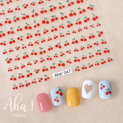 Aha-adhesivo 3D para manicura, decoración de uñas con diseño de dibujos de animales, cereza, limón, fruta, DIY