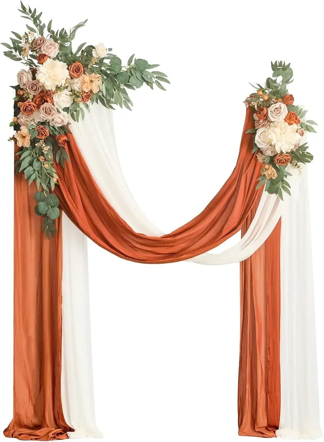 Fall Artificial Wedding Arch Flowers Kit Pack of 4, Backdrop Brunt Orange Terracotta Floral Party Autumn Outdoor Decor