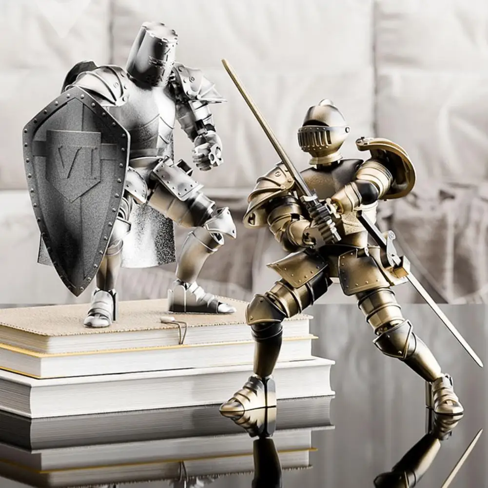액세서리와 중세 기사 액션 피규어 움직일 수있는 관절 기사 모델 장난감 관절 로봇 더미 입상 홈 인테리어