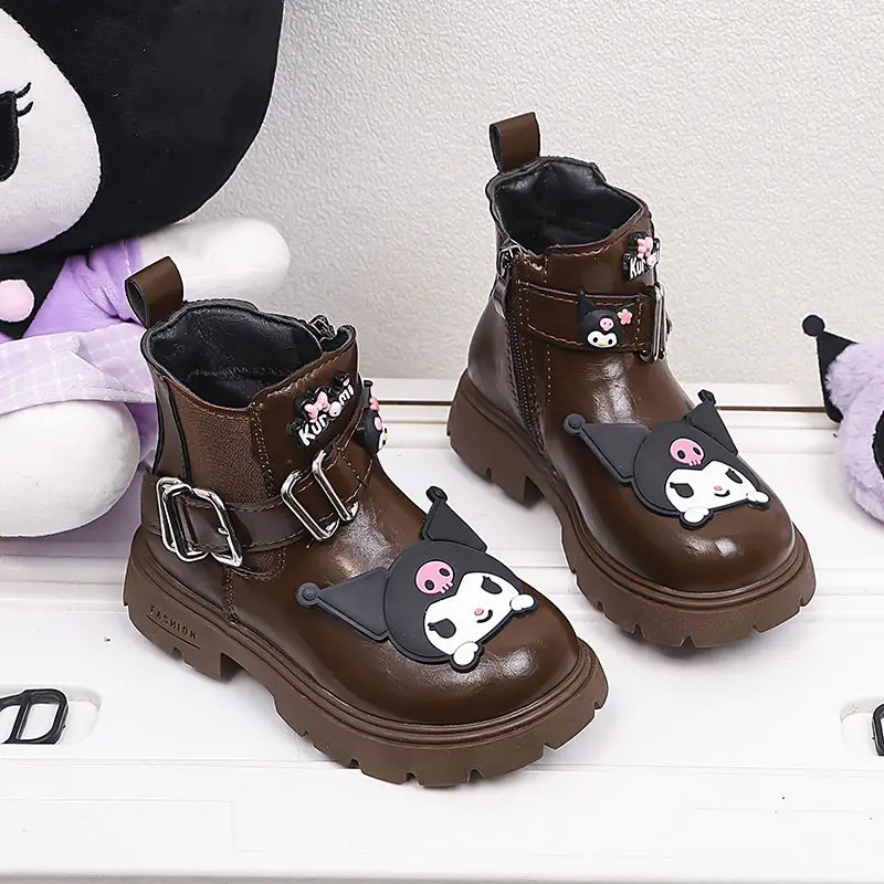 Girl Martin Boots Sanrio Autumn Winter Child Short Boots Kuromi Fashion Keep Warm Cartoon Boots New Cute Kawaii Anti Slip Shoe