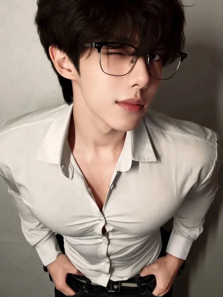 

White Briti Sle Men's Long Sve irt Spring Autumn Inner Wear Breathable Stand Fit Polycotton Casual Faion