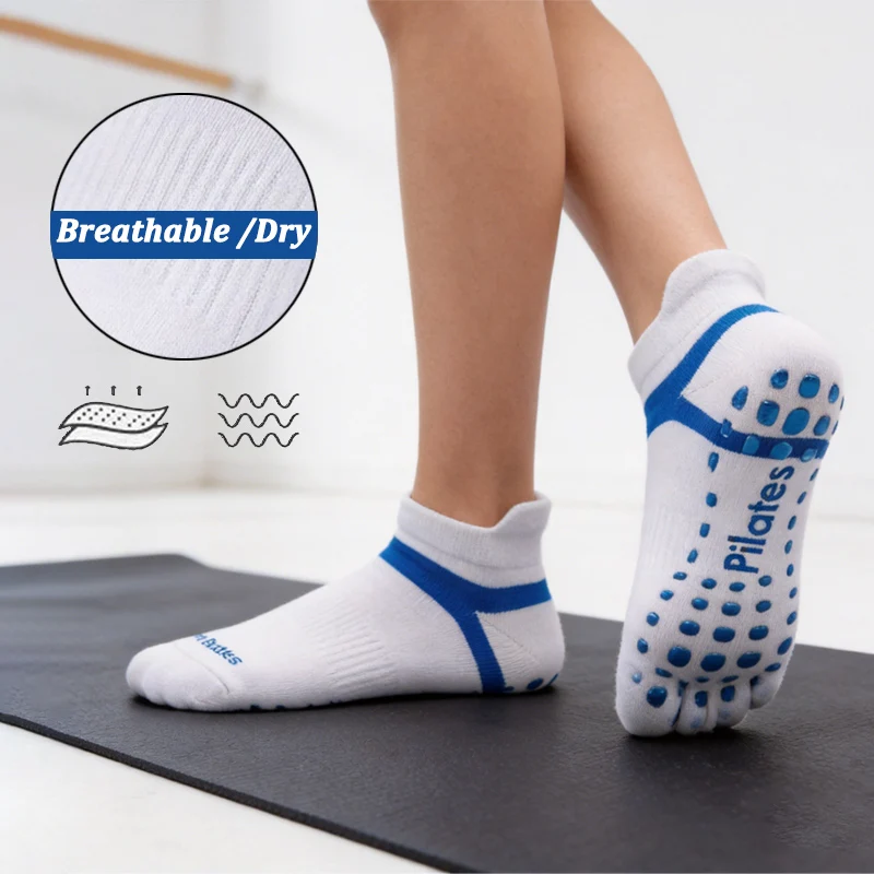 Women Anti-slip Yoga Socks Men Fitness Plus Size Pilates Socks Ladies Breathable Ballet Dance Sport Workout Cotton Socks for Gym