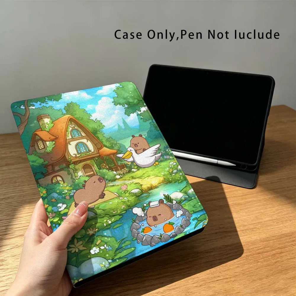 Creative Cute Capybara Love For Xiaomi Poco Redmi Pad 8 2 4 C1 6 6S 7 7S SE 9.7 14 11 11.2 Inch Pen Tray Tablet Case Fashion
