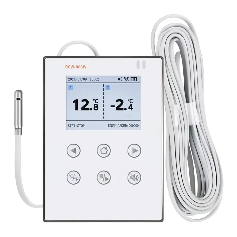 RCW-800W Digital Temperature&Humidity Data Logger 24h Monitoring Cold Storage Breeding 2G/4G/WIFI Connection Plastic