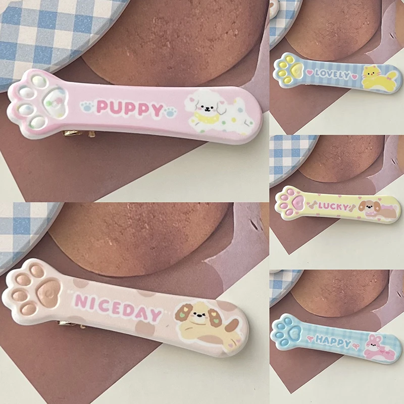 Exclusivo Cartoon Puppy Cat Hairpin para mulheres e meninas, doce grampo versátil, clipe lateral, acessórios de cabelo, presentes para crianças