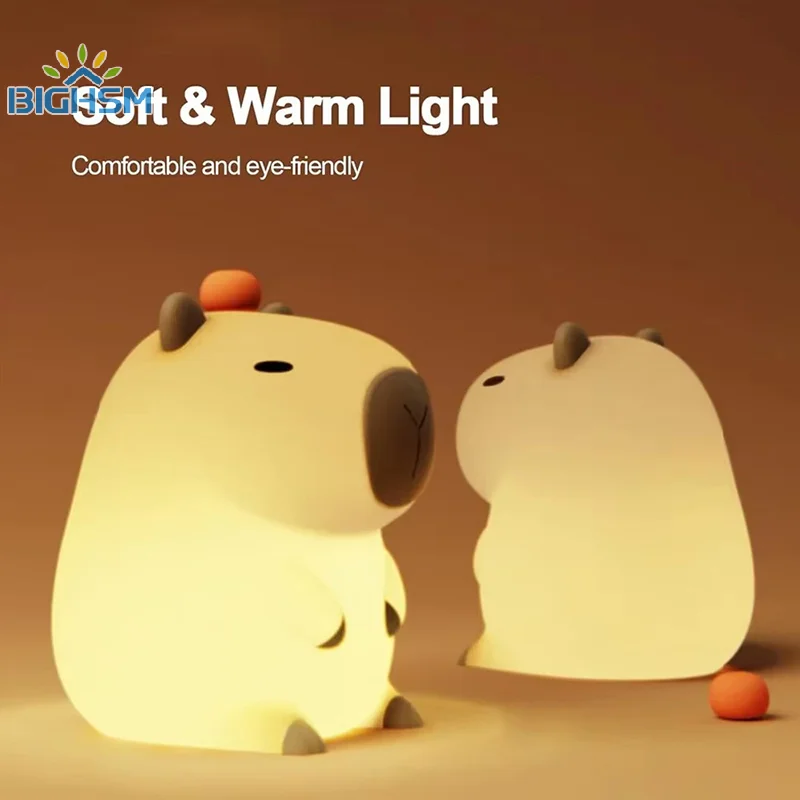ซิลิโคน Capybara LED Night Light ตารางโคมไฟสัตว์ Touch Sensor Sleep ไฟเด็กข้างเตียงตกแต่งห้องนอนของขวัญวันเกิด