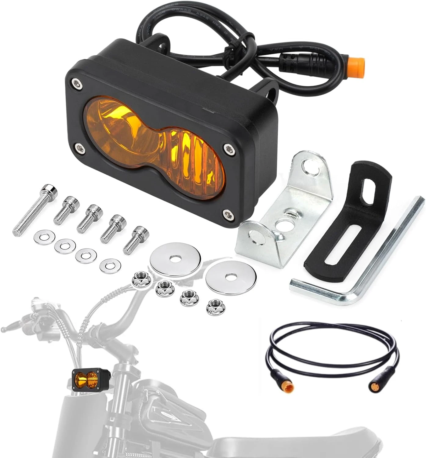 for Ridstar Q20/Q20 Lite/Q20 Pro LED Headlight Upgrade Kit Waterproof 3 Pin Front Light Plug and Play Adult Electric Bike Light