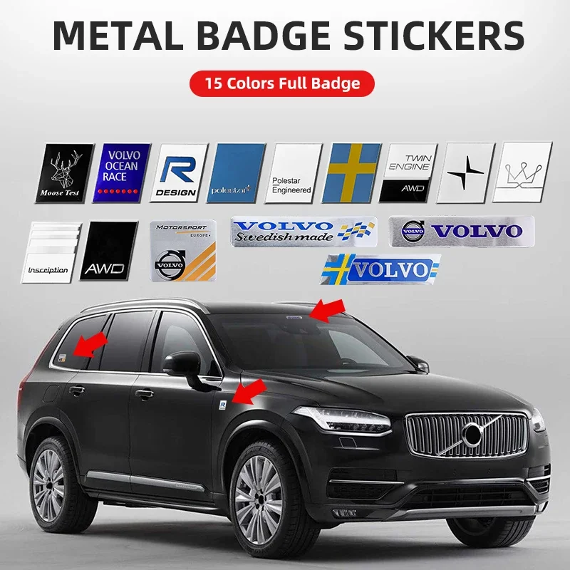 

3D автомобильный значок, боковая кузова, заднее окно багажника, алюминиевая наклейка для Volvo Rdesign T6 AWD C30 C70 S40 S60 S70 S80 S60 XC60, аксессуары