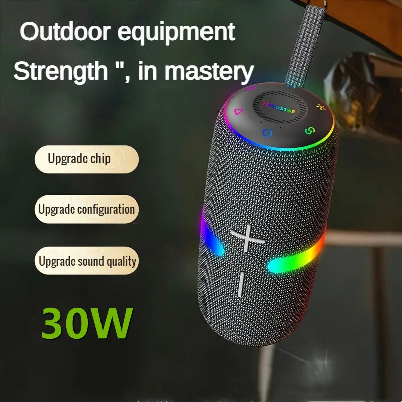 30W กล่องซูเปอร์เบสบูม RGB ลำโพงบลูทูธกันน้ำแบบพกพาเสียงรอบทิศทาง TWS ความถี่เต็มความถี่ทวีตเตอร์ลำโพงบลูทูธ TF