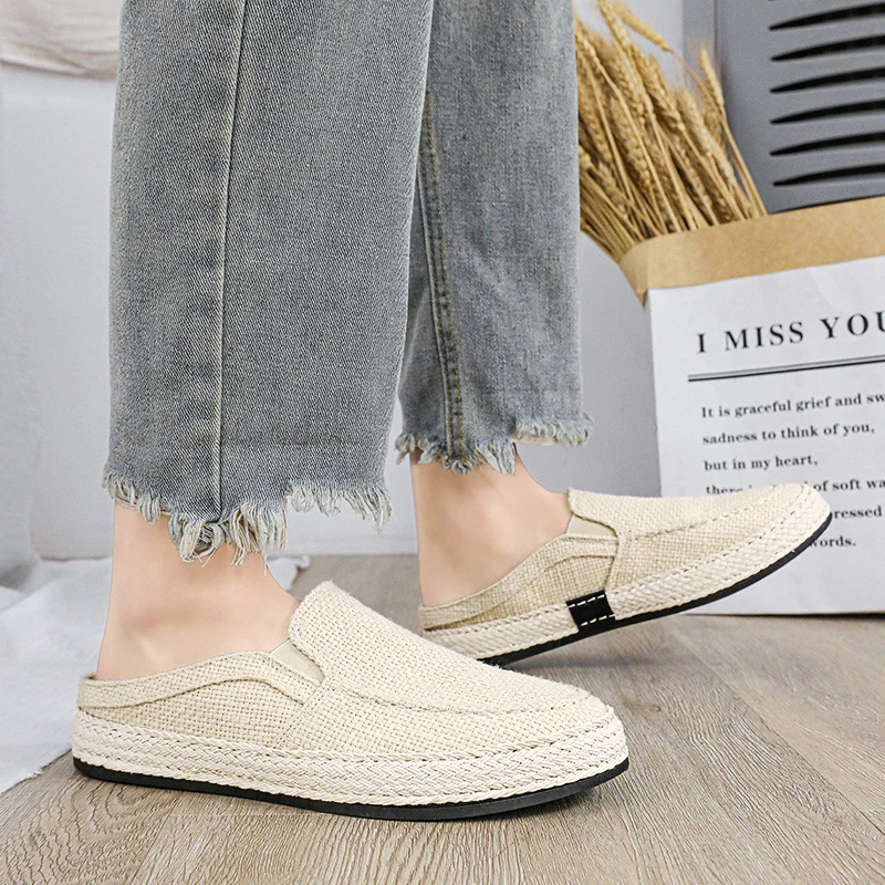 men half slippers Fashion Mesh Breathable Men Outdoor Hard-wearing Casual Shoes Soft Slip-on Footwear All-match Flats men shoes