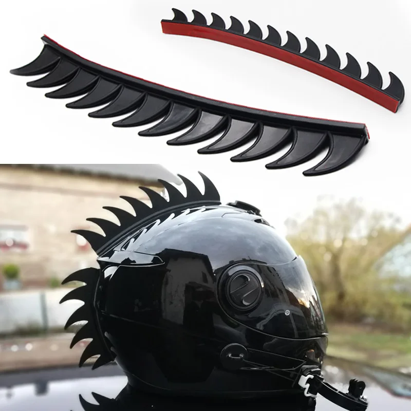 Mohawk Biker Helmet Mohawks Spikes  Rubber Dirt Biker Motocross Motorcycle Helmet Mohawk Sticker（ 5 Color Reflective ）