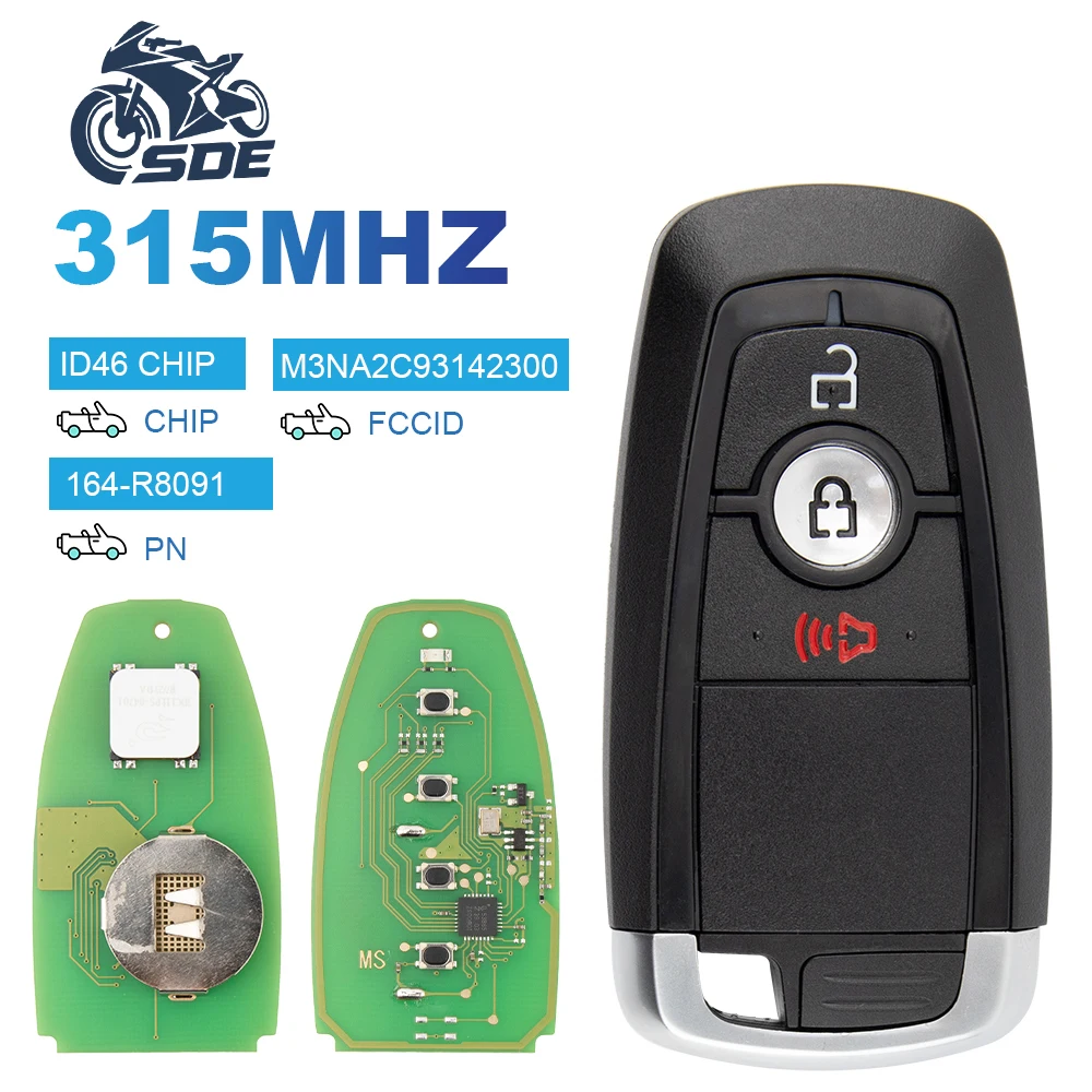 

SDE M3N-A2C93142300 ID49 315MHz Smart Key Keyless Go For Ford Explorer Edge Mustang Fusion Smart Card Key