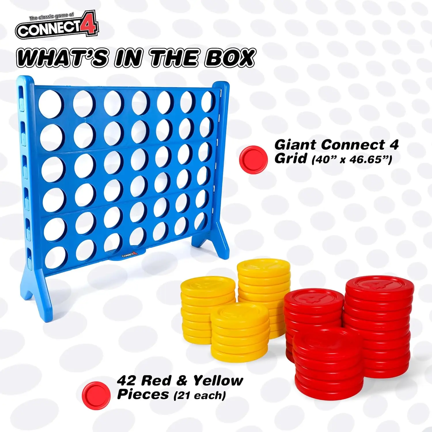 Giant Connect 4: Hasbro's Original Game Super-Sized - 46.5 inch All-Weather Official Four in a Row Board Game - Indoor